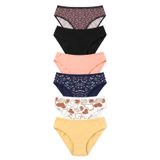 Öts Kadın Külot 6'lı Paket, Bikini, Normal Bel Külot (%96 Pamuk -%4 Elastan), Renkli4, L
