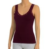 Öts Kadın Pamuklu Atlet Omuz Dantelli Nefes Alan Doku (3110), Bordo, L