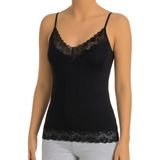 Öts Kadın Pamuklu Atlet V Yaka Dantel Yaka Günlük Klasik Model (3096) - XL - Siyah