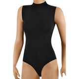 Öts Kadın Pamuklu Body Kancalı Çıtçıtlı Yarım Balıkçı Yaka Sıfır Kol Günlük Giyim Kombin (3152) - Siyah - 2XL