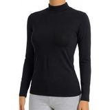 Öts Kadın Pamuklu T-Shirt Boğazlı Uzun Kol Günlük Giyim Kombin (3605) - Siyah - XL