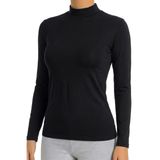 Öts Kadın Pamuklu T-Shirt Boğazlı Uzun Kol Günlük Giyim Kombin (3605) - Siyah - XL