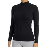 Öts Kadın Pamuklu T-Shirt Boğazlı Uzun Kol Günlük Giyim Kombin (3605) - Siyah