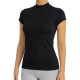 Öts Kadın Pamuklu T-Shirt Yarım Balıkçı Yaka Yarım Kol Günün Her Anı İçin (3604) - Siyah