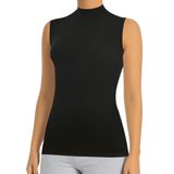 ÖTS Kadın Sıfır Kol Boğazlı Body - Pamuklu Kumaş, Ultra Yumuşak, Esnek Kalıp Tişört, Balıkçı Yaka ve Şık T-Shirt, (Siyah - L)
