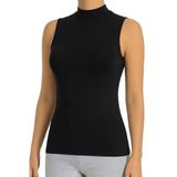 ÖTS Kadın Sıfır Kol Boğazlı Body - Pamuklu Kumaş, Ultra Yumuşak, Esnek Kalıp Tişört, Balıkçı Yaka ve Şık T-Shirt, (Siyah - XXL)