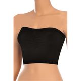 Öts Kadın Sütyen Straplez Balensiz Pedsiz Büstiyer (%96 Pamuk - %4 Elastan) - XL - Siyah