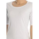 Öts Kadın T-Shirt Ribana Yarım Kollu (%100 Pamuk), Beyaz, L