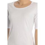 Öts Kadın T-Shirt Ribana Yarım Kollu (%100 Pamuk), Beyaz, XXXL