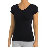 Öts Kadın T-Shirt Yarım Kollu V Yaka (%96 Pamuk -%4 Elastan), Siyah, M