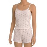 Öts Kadın Tekli%100 Pamuk Pijama Takımı Çiçek Desenli İp Askılı Fitilli Atlet Şort Boxer Yazlık Ev Giyimi (3712), Somon, L