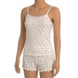 ÖTS Kadın Tekli%100 Pamuk Pijama Takımı Çiçek Desenli İp Askılı Fitilli Atlet Şort Boxer Yazlık Ev Giyimi 3712