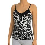 Öts Kadın Viskon Atlet Saten Yaka Leoparlı Ekstra Konforlu Kalıp (3290) - XL - Gri