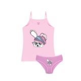 Öts Kız Çocuk Atlet Külot Likralı Pembe Köpek (%96 Pamuk -%4 Elastan), Pembe, 5-6 Yaş