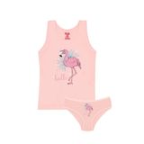 Öts Kız Çocuk Atlet Külot Likralı Somon Flamingo (%96 Pamuk -%4 Elastan), 8666-SOM, Somon, 1-2 Yaş