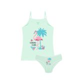 Öts Kız Çocuk Atlet Külot Likralı Yeşil Flamingo (%96 Pamuk -%4 Elastan), Yeşil, 5-6 Yaş