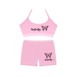 Öts Kız Çocuk Bustiyer Şort Likralı Pembe Kelebek (%96 Pamuk -%4 Elastan), Pembe, 9-10 Yaş