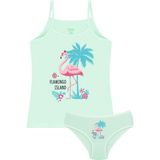 Öts Kız Çocuk Pamuklu Atlet Yeşil Flamingo Terletmez Doğal Yapı (8656-YEŞ) - 7 - 8 Yaş