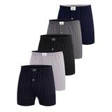 ÖTS Premium 5'li Çizgili Erkek Boxer - %100 Pamuk, Ultra Yumuşak Kumaş, Rahat Kalıp, Etiketsiz ve Ka