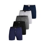 Öts Premium 5'li Erkek Boxer Düğmeli, Süprem - Hediye Kutulu, %100 Pamuk, Ultra Yumuşak Kumaş, Raha