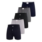 ÖTS Premium 5’li Erkek Boxer - Hediye Kutulu,%100 Pamuk, Ultra Yumuşak Kumaş, Rahat Kalıp, Etiketsiz ve Kaliteli Boxer, (Çizgili Koyu - L)