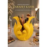 Otscraft Studio Koi Balıklı Dekoratif Kalemlik 3D Baskı Masaüstü Organizer Fırçalık Makyaj Organizeri - Sarı