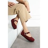 Ottawa Hakiki Deri Mantar Taban Ortopedik Kadın Babet - Bordo