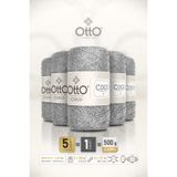 Otto COCO • Açık Gümüş • 5'li Paket × 100 gr / 125 m • 2 mm • Simli, Pamuklu İp • Çanta, Aksesuar