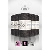 Otto Coco - Antrasit - 5'li Paket - 2mm/100gr/125m - Simli Pamuklu Çanta ve Aksesuar İpi