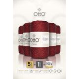 Otto Coco - Kırmızı - 5'li Paket - 2mm/100gr/125m - Simli Pamuklu Çanta ve Aksesuar İpi