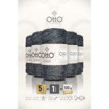 Otto Coco - Koyu Gri - 5'li Paket - 2mm/100gr/125m - Simli Pamuklu Çanta ve Aksesuar İpi