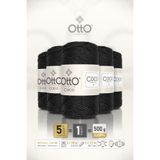Otto COCO • Siyah • 5'li Paket × 100 gr / 125 m • 2 mm • Simli, Pamuklu İp • Çanta, Aksesuar