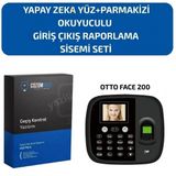 OTTO FACE 200 Yapay Zeka Yüz+Parmakizi+Kart Okuyuculu Personel Giriş Çıkış Sistemi Seti
