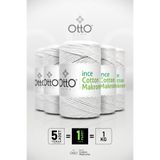 Otto İnce Cotton Makrome - Beyaz - 5'li Paket - 2mm/200gr/170m - Pamuk Makrome, Çanta, Aksesuar ipi