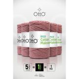 Otto İnce Cotton Makrome - Gül Kurusu - 5'li Paket - 2mm/200gr/170m - Pamuk Makrome, Aksesuar ipi