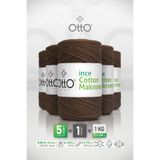 Otto İnce Cotton Makrome - Kahverengi - 5'li Paket - 2mm/200gr/170m - Pamuk Makrome, Aksesuar ipi