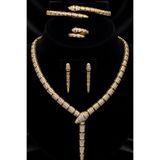 Otto Man Steel Jewelry Altın Kaplama Zirkon Taşlı Gold Su Yolu Kolye Küpe Yüzük Bileklik Düğün Nişan Seti