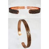Otto Man Steel Jewelry Erkek Kadın Ayetel Kürsi Dualı Dalgalı Ağaç Kabuğu Desenli Saf Bakır Bileklik Bilezik Takı