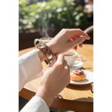 Otto Man Steel Jewelry Kadın Bakır Bileklik Kırmızı Akik Taşlı Oval Çiçek Motifli Metal Kutulu Otantik Takı