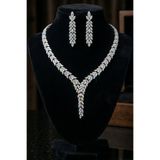 Otto Man Steel Jewelry Kadın Zirkon Su Yolu Kolye Küpe Rodyum Kaplama Zarif Düğün Nişan Takı Seti