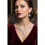 Otto Man Steel Jewelry Rodyum Kaplama Zefoni Model Zirkon Su Yolu Düğün Nişan Kolye Küpe Takı Seti