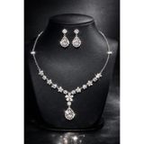 Otto Man Steel Jewelry Selena Model Zirkon Su Yolu Rodyum Kaplama Düğün Nişan Kolye Küpe Takı Seti