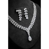 Otto Man Steel Jewelry Zirkon Taşlı Rodyum Kaplama Florina Su Yolu Düğün Nişan Kolye Küpe Takı Seti