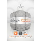 Otto Natural Cotton - Açık Gri (6012) - 5'li Paket - 2mm/100gr/200m - Pamuk Punch Amigurumi Makrome İpi