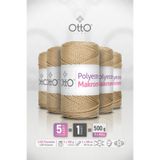 Otto Polyester Makrome - Bej - 5'li Paket - 2mm/100gr/100m - Supla, Aksesuar ve Çanta İpi