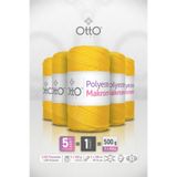 Otto Polyester Makrome - Sarı - 5'li Paket - 2mm/100gr/100m - Supla, Aksesuar ve Çanta İpi
