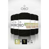 Otto Tarama - Siyah (3010) - 5'li Paket - 3mm/200gr/60m - Pamuklu Makrome Taranan Hobi İpi