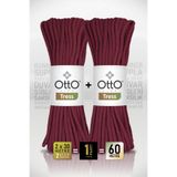 Otto Tress - Bordo (5065) - 2'li Paket x 30m/6mm/500gr - Supla, Runner, Duvar Süsü Pamuk Kordon İpi