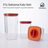 OttoHaus 3’lü Tam Vakumlu Sızdırmaz Saklama Kabı Seti, 500ml-1100ml-1700ml, Şeffaf Gıda ve Sıvı Saklama Kabı