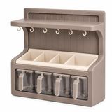 OttoHaus Kendinden Yapışkanlı Etiketli Kahve Köşesi Organizeri 4’lü Saklama Kutulu, Kupa Askılı ve 4 Bölmeli Kahve Düzenleyici, Duvara Monte Kahve İstasyonu, 4 x 550 ml Saklama Kabı – Cappuccino